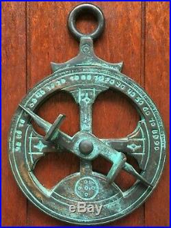 Very Beautiful antique and rare Portuguese astrolabe made of bronze XVII century