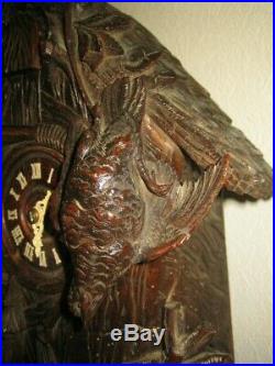 Very Rare Beautiful Antique Black Forest Cuckoo Clock