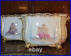 Very Rare & Beautiful Pair Of Sevres Jardinieres 19th Century