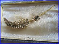 Very rare superb quality antique gold and genuine seed pearl brooch, beautiful