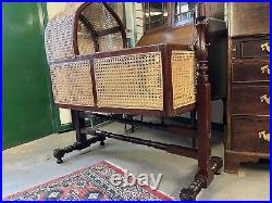 Very rare victorian baby crib mahogany beautiful antique