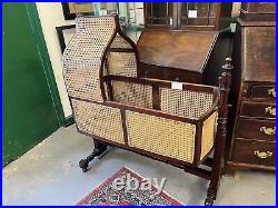 Very rare victorian baby crib mahogany beautiful antique