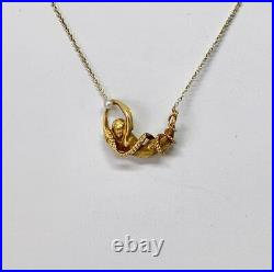 Victorian Mermaid And Snake Pendant Necklace Pearl Antique 14 Karat Gold Rare