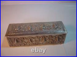 Victorian Solid Silver Box-beautiful Rare-genuine Siamese Gods /godesses Design