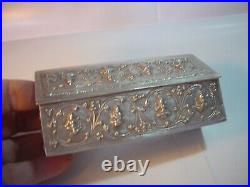 Victorian Solid Silver Box-beautiful Rare-genuine Siamese Gods /godesses Design