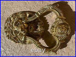 Vintage Antique Brass Door Knocker Lion Head 7 Large Beauty Rare