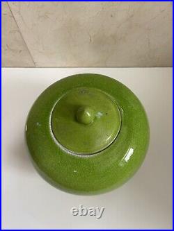 Vintage Green Chinese Dynasty Crackle Glazed Ginger Jar Beautiful & Rare