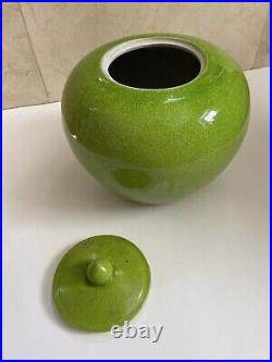 Vintage Green Chinese Dynasty Crackle Glazed Ginger Jar Beautiful & Rare