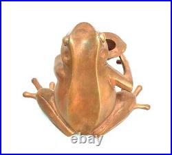 Vintage Old Antique Copper Handcrafted Rare Beautiful Frog Candle Stand / Statue
