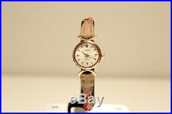 Vintage Rare Beautiful Ussr Russia Solid Pink Rose Gold 14k Ladies Watch Slava