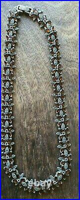 Vintage, Rare Sterling Silver Garnet Gemstone Necklace