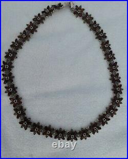 Vintage, Rare Sterling Silver Garnet Gemstone Necklace