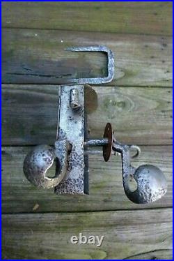 Vintage antique beautiful metal door lock with key handle working order rare 1-3