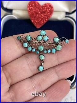 Vintage brooch Turquoise green-blue color Beautiful antique rare