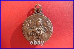 Virgin Mary Assumption To Heaven Rare Antique Beautiful Photo Locket Pendant