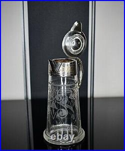 WMF Beautiful & Rare, Art Nouveau, Small Silver Plated Crystal Glass Claret Jug