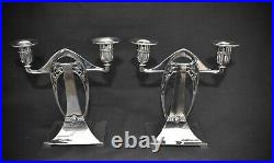 WMF Rare & Beautiful Pair of Secessionist Silver Plated Twin Stemmed Candelabra