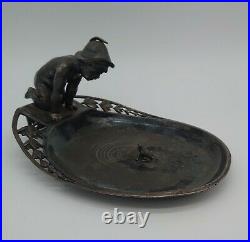 WMF Silver Plate Tray c1900 Figure Of Boy Looking At Frog Pond Rare, Beautiful