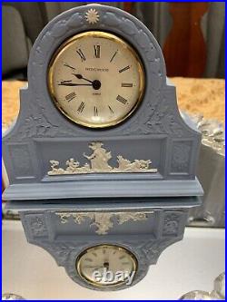Wedgwood Blue Jasperware Desk/Shelf The Clock Works Beautiful antique rare